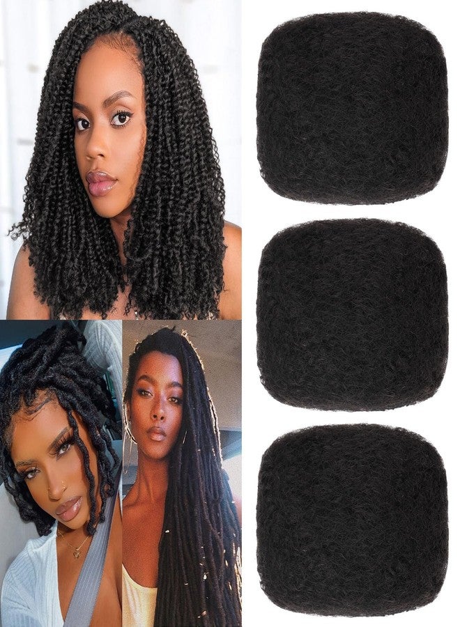 Xtrend 8 Inch 3 Bundles 90 Gram Natural Black Afro Kinkys Bulk Human Hair For Dreadlocks Extensions Repair Locs Mini Braiding Twists Afro Kinky Human Hair For Micro Spring Twist Braiding Kinky Hair - Image 1